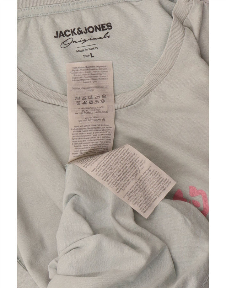 JACK & JONES Mens Graphic T-Shirt Top Large Grey Cotton Vintage Jack & Jones and Second-Hand Jack & Jones from Messina Hembry 