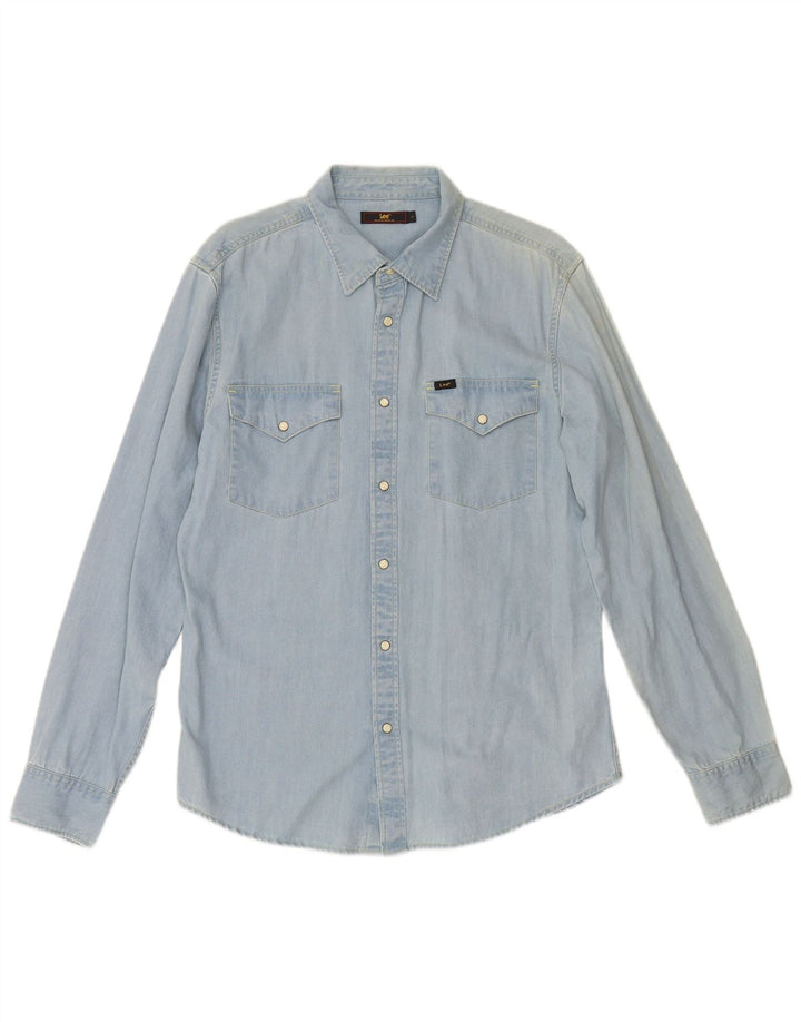 Camicia di jeans da uomo LEE grande in cotone blu