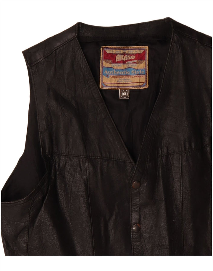 Gilet in pelle da uomo Akaso XL in pelle nera
