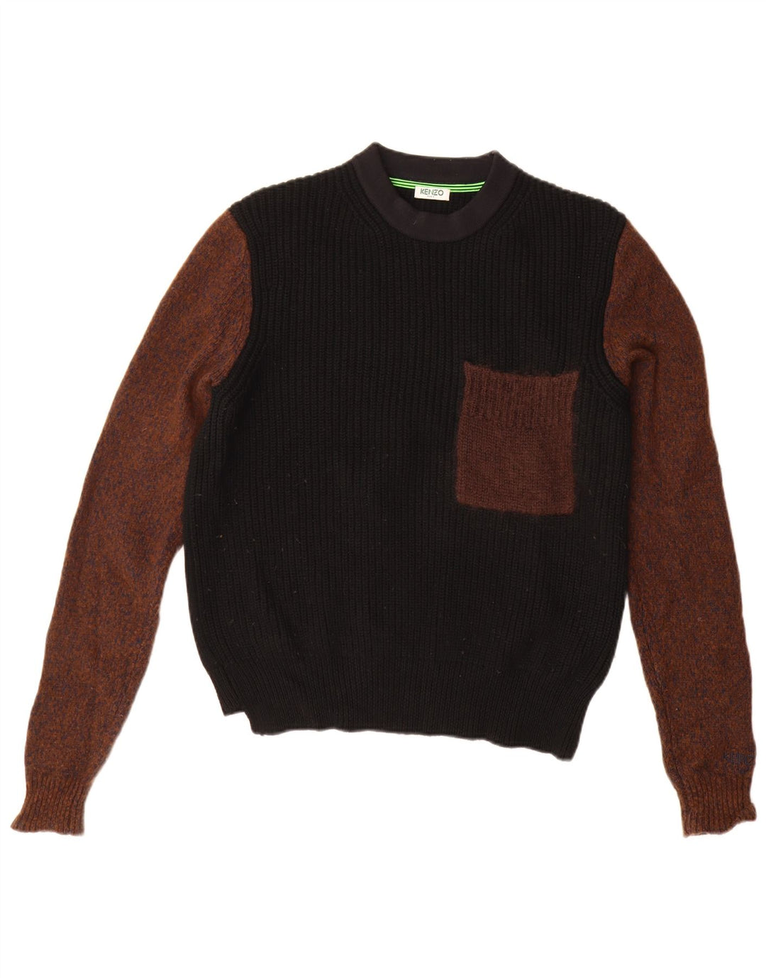 Maglione Kenzo da uomo girocollo in lana color block medio nero
