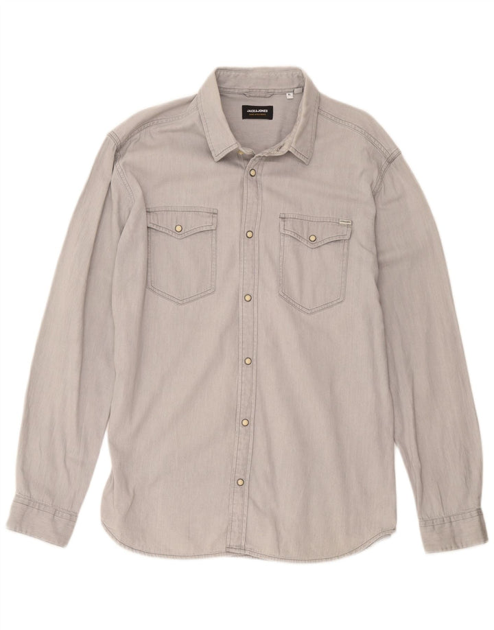 Camicia di jeans da uomo Jack & Jones XL grigia