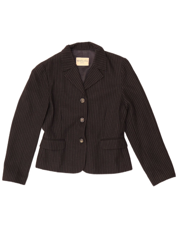 Max&Co. Giacca blazer da donna a 3 bottoni UK 12 gessato medio nero