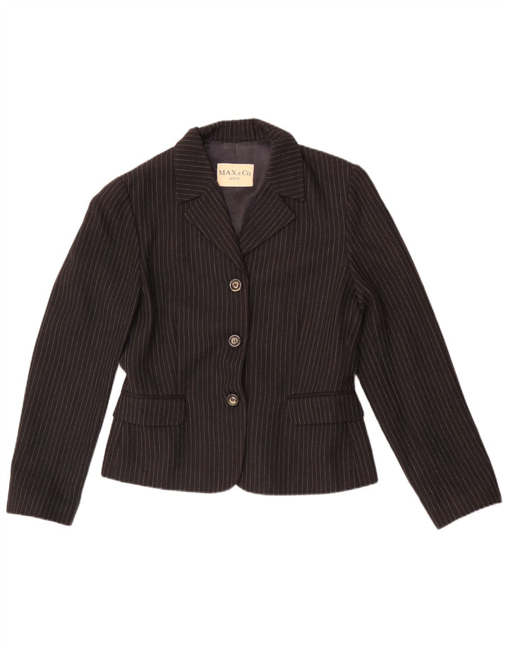 Max&Co. Giacca blazer da donna a 3 bottoni UK 12 gessato medio nero