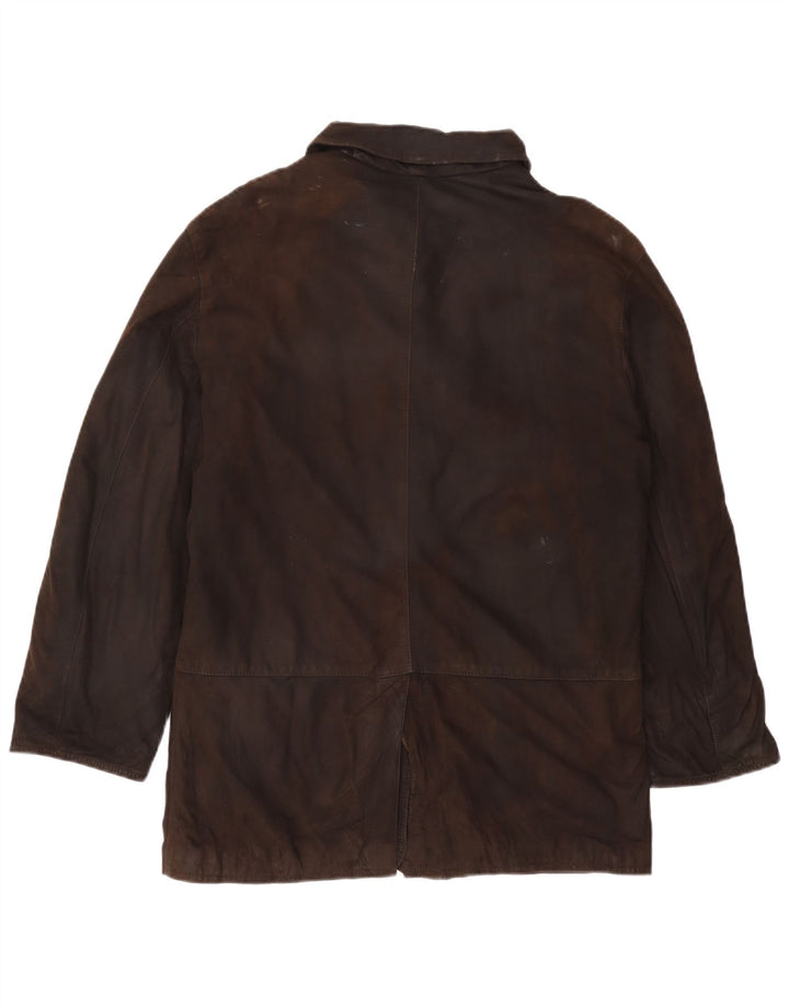 Max & Co. Giacca in pelle scamosciata oversize da donna UK 10 piccola in pelle marrone