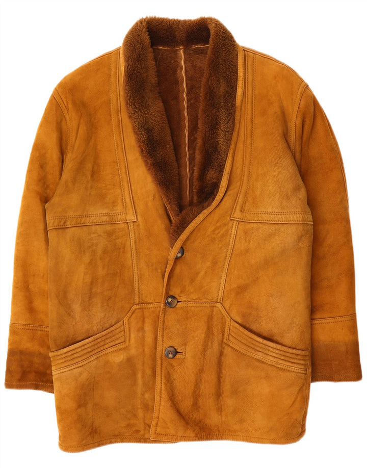 Cappotto vintage in shearling da uomo IT 46 Piccolo shearling marrone