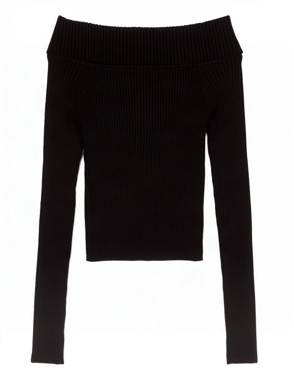 Top corto da donna Zara a maniche lunghe con spalle scoperte UK 8 piccolo nero