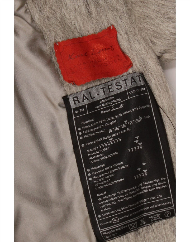 KARL LORENZ Womens Overcoat UK 14 Large Grey Lamb Hair