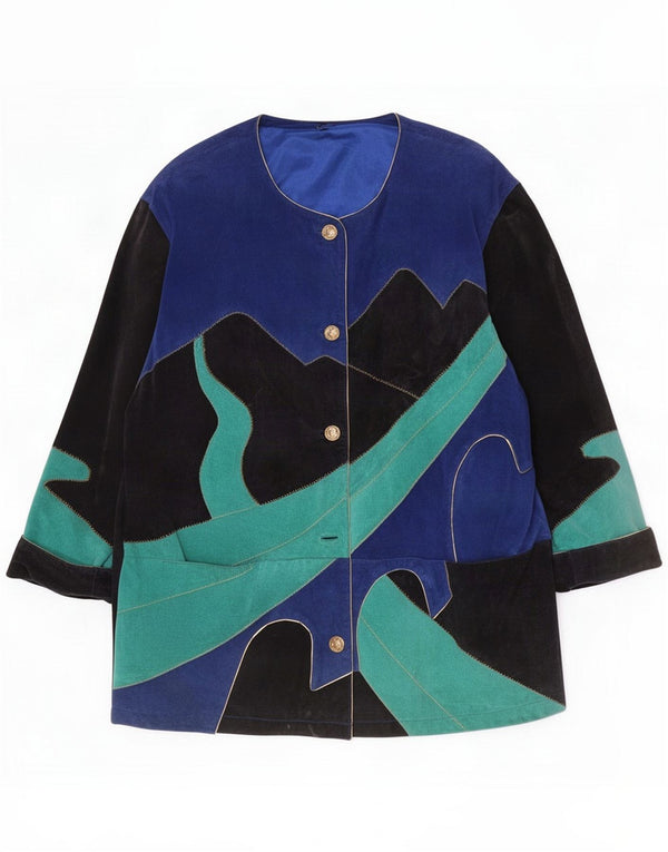 Cappotto vintage da donna in pelle scamosciata EU 46 XL Pelle multicolore