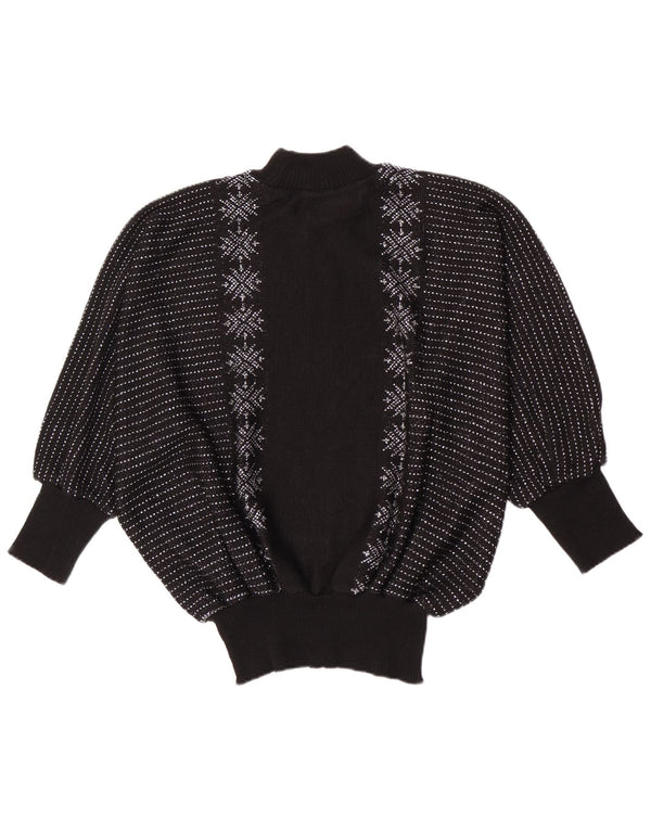 Maglione da donna Damart con collo a tartaruga e pipistrello, UK 16, a righe grandi nere