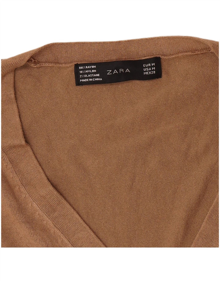 Maglione Zara da donna con scollo a V UK 12 Rayon beige medio
