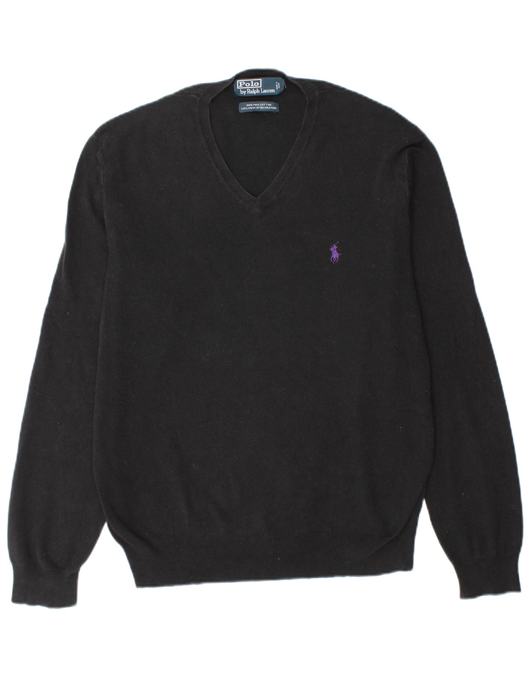 POLO RALPH LAUREN Maglione da uomo con scollo a V in cotone nero medio