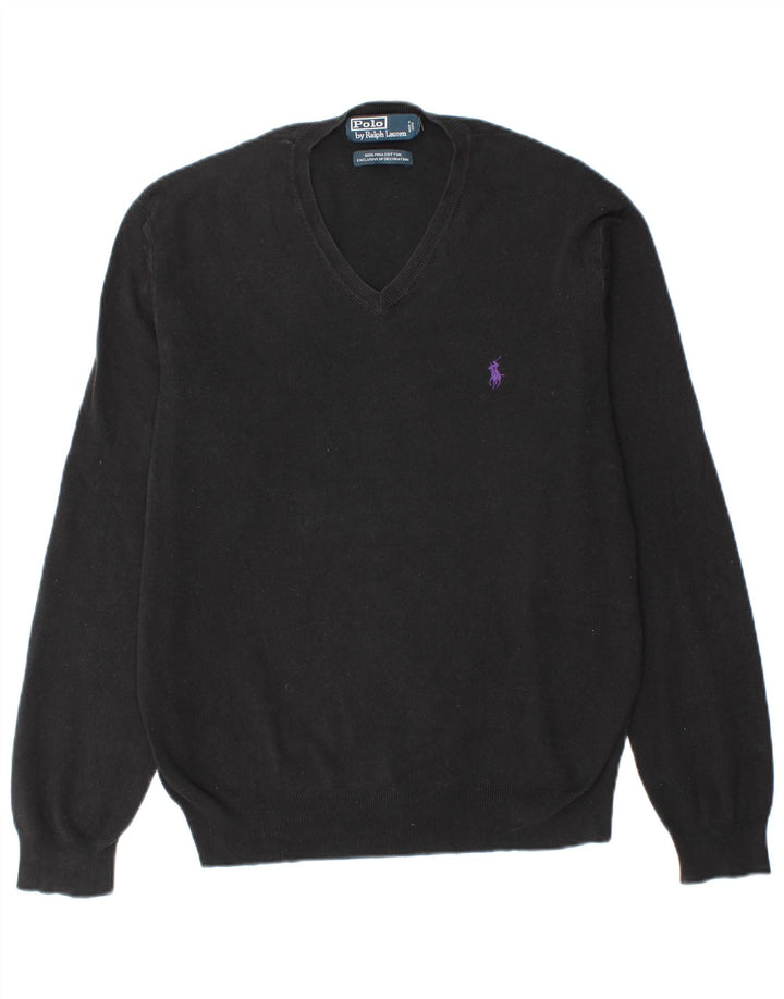 POLO RALPH LAUREN Maglione da uomo con scollo a V in cotone nero medio