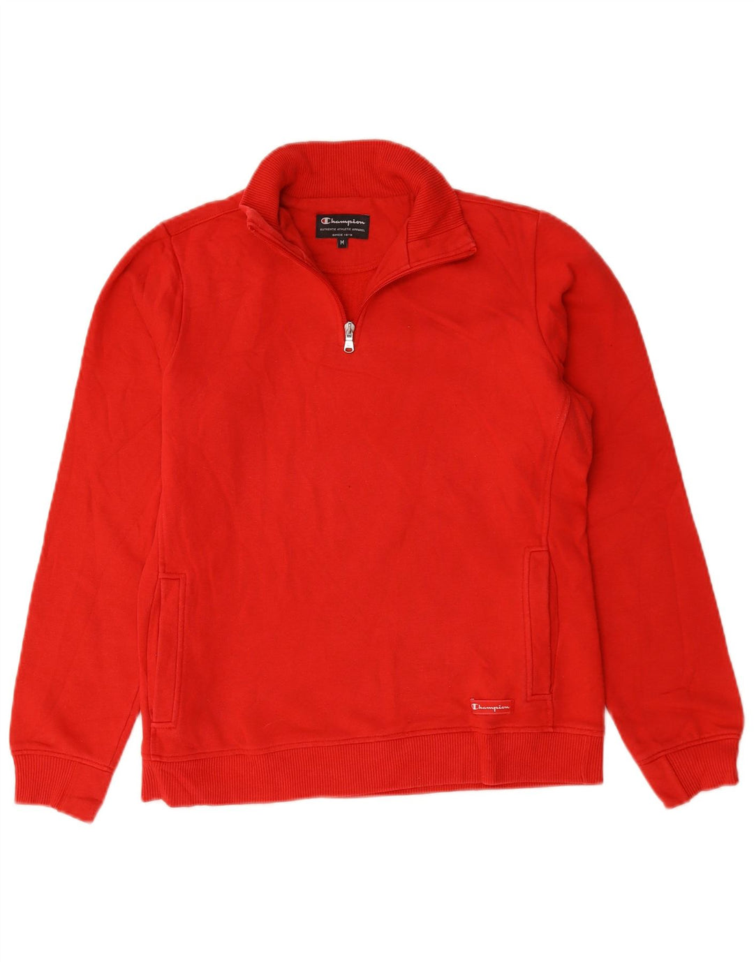 Felpa da uomo Champion con zip e collo, maglione, cotone rosso medio