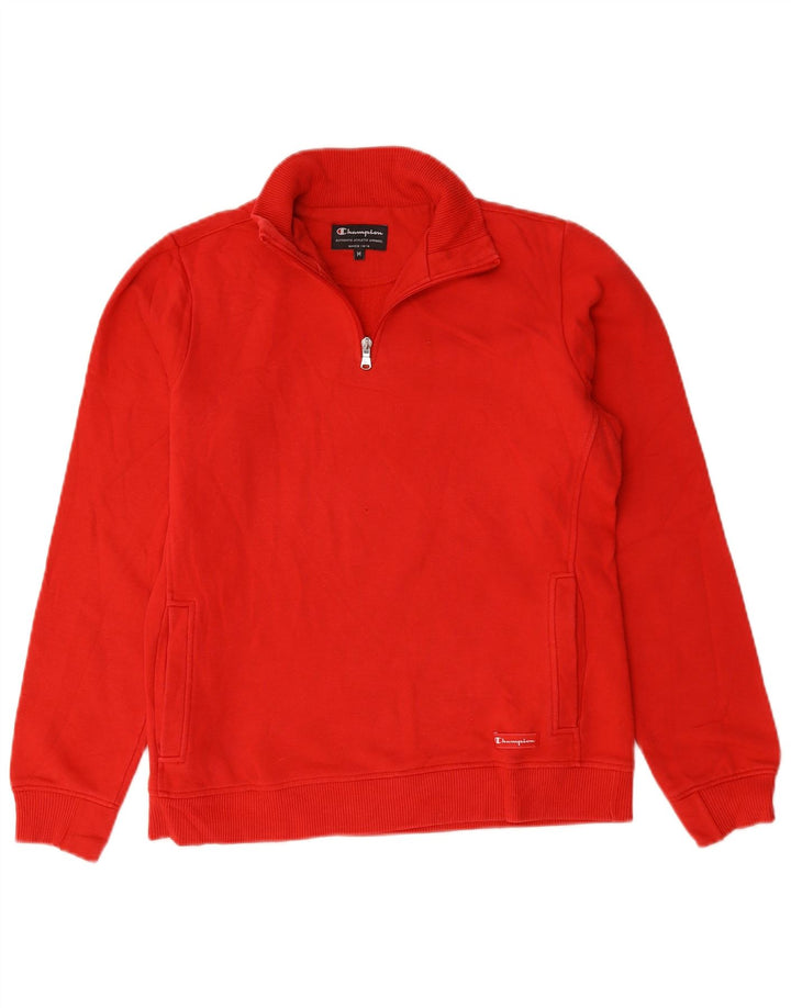 Felpa da uomo Champion con zip e collo, maglione, cotone rosso medio