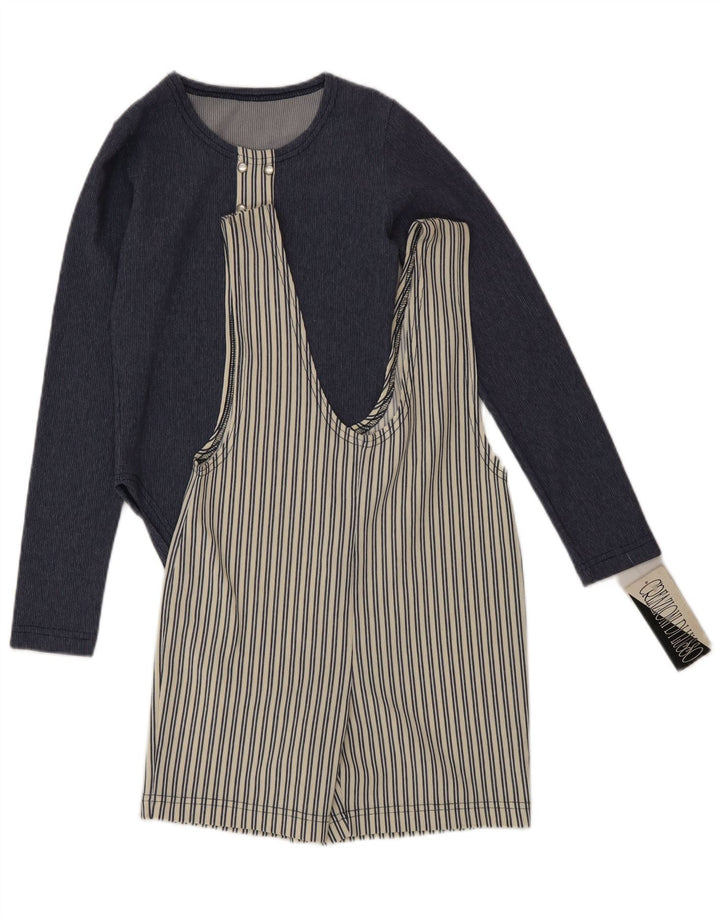 Set da 2 pezzi vintage da donna UK 8 piccolo a righe blu