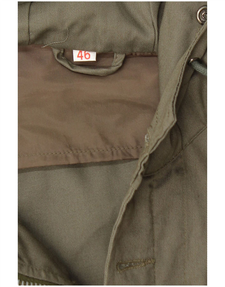Giacca Parka vintage da uomo con cappuccio IT 46 Small Khaki
