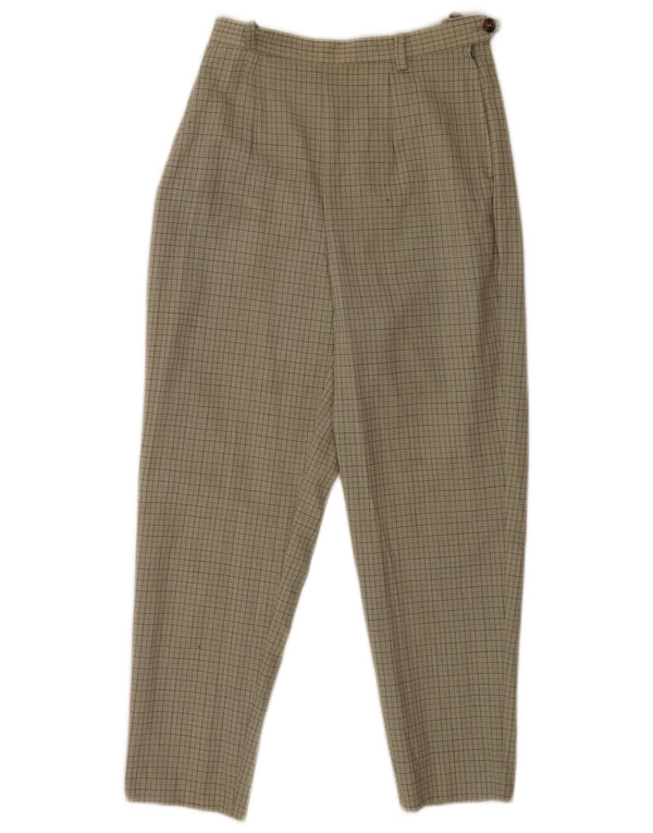 VIAMAGGIO Pantaloni corti affusolati a vita alta da donna W26 L24 a quadretti kaki