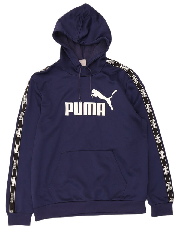 Felpa con cappuccio grafica da uomo Puma Large in poliestere blu navy