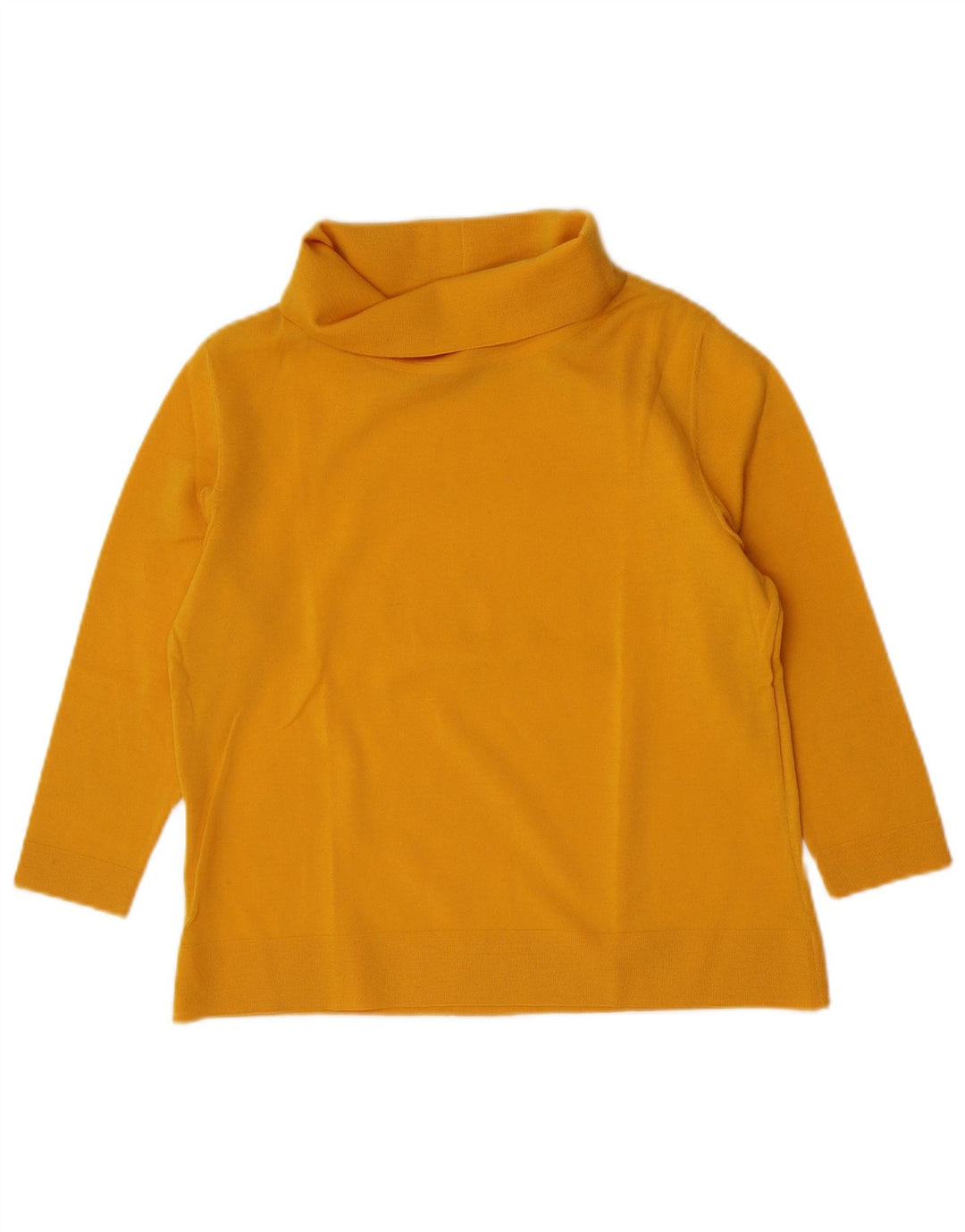 Top vintage da donna con collo alto e maniche a 3/4 UK 14 giallo medio