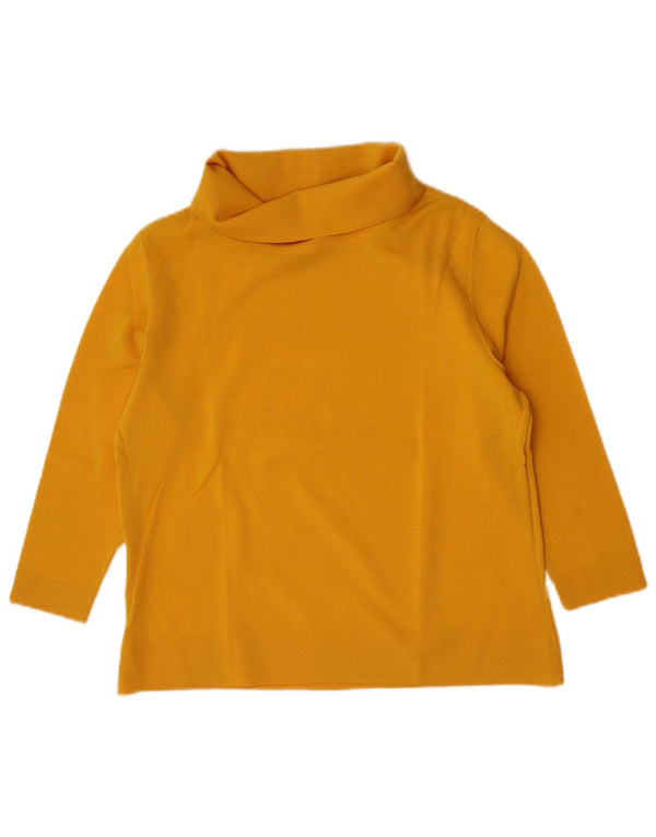 Top vintage da donna con collo alto e maniche a 3/4 UK 14 giallo medio