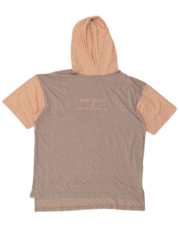 Gabriella Frattini T-shirt grafica da uomo con cappuccio Top XL Grigio Colourblock