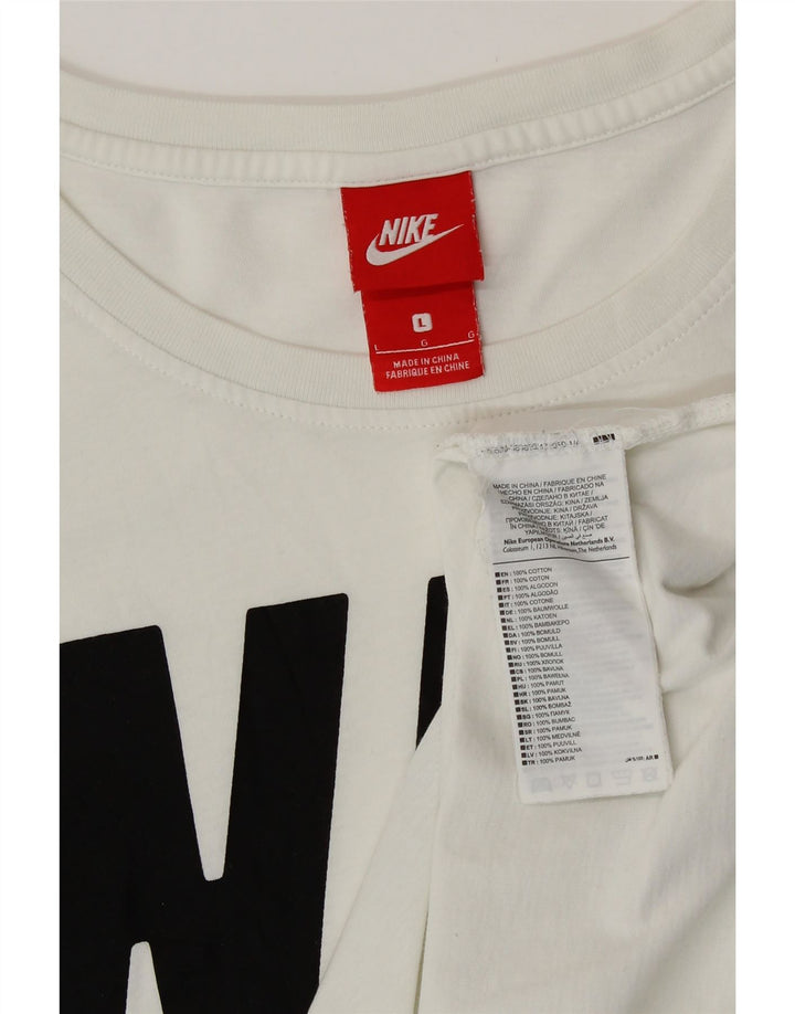 T-shirt grafica da donna Nike Top UK 16 grande cotone bianco sporco