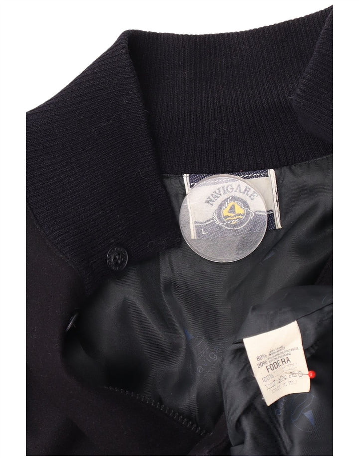 Giubbotto bomber da uomo Navigare UK 40 Large in lana blu navy