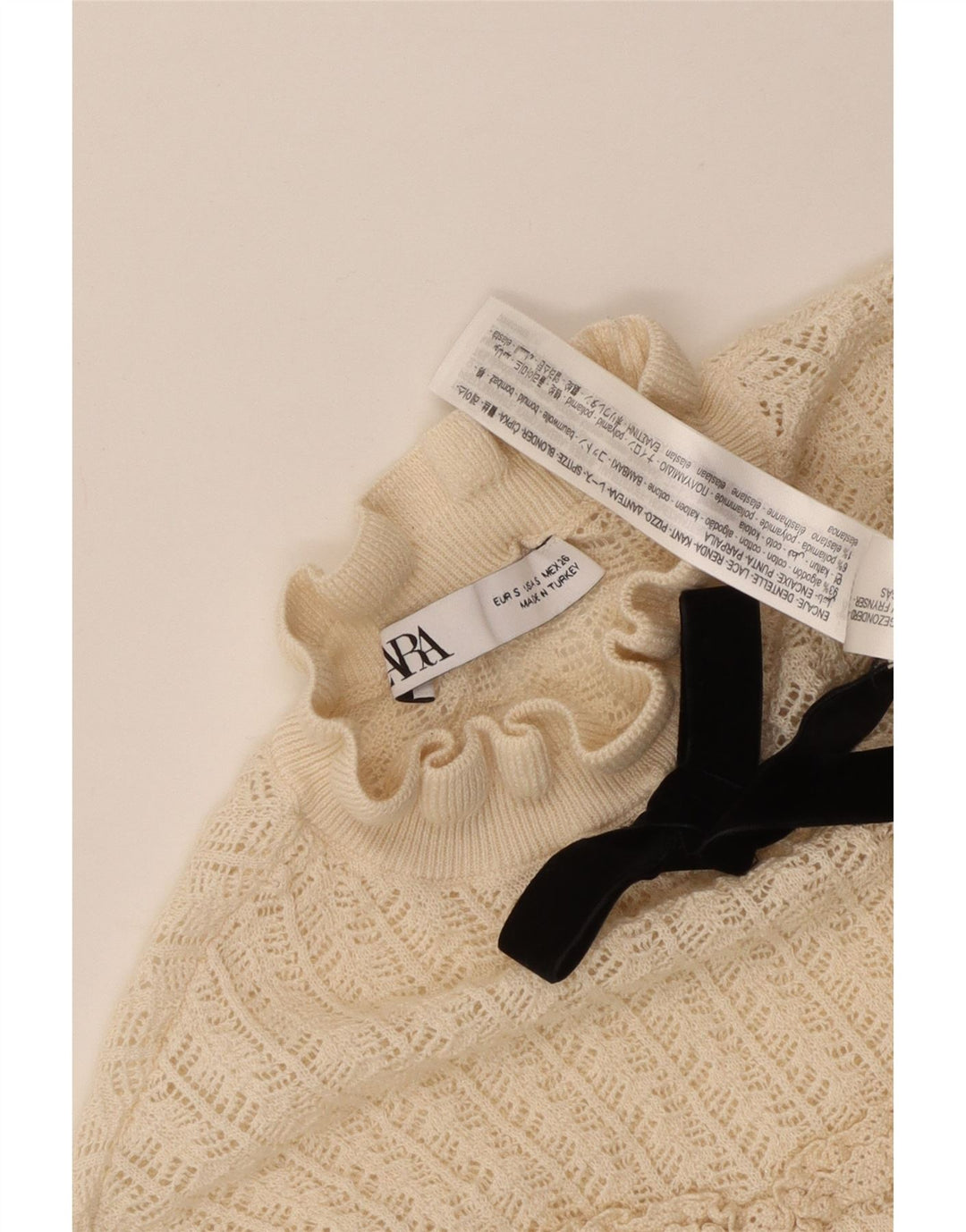 Maglione a collo alto trasparente da donna Zara UK 8 piccolo bianco sporco
