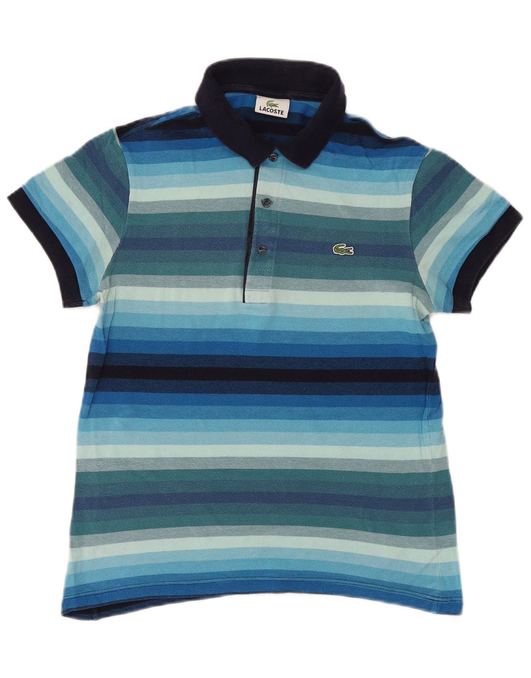 Polo da uomo Lacoste taglia 3 piccola in cotone a righe blu