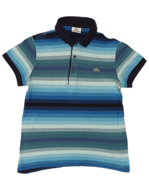 Lacoste Mens Polo Shirt Size 3 Small Blue Striped Cotton