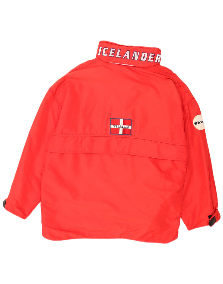 Giacca anorak con cappuccio vintage da uomo, taglia UK 40, grande, rossa, in poliammide