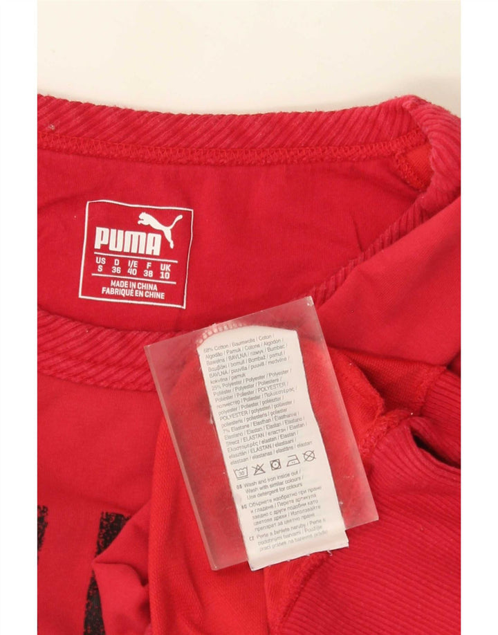 Felpa grafica da donna Puma Jumper UK 10 Small Red Cotton