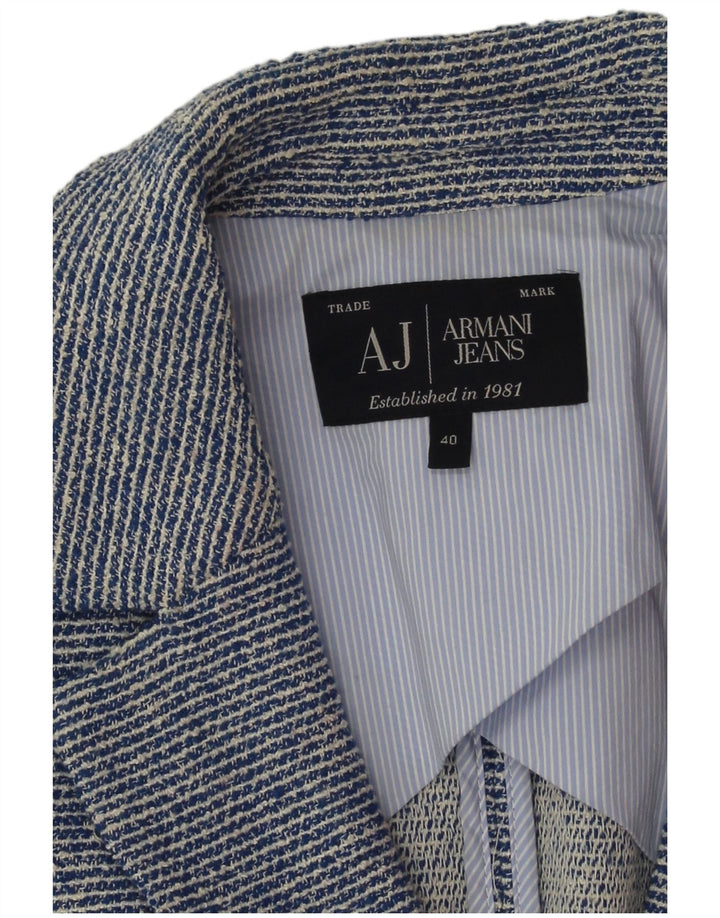 Giacca blazer da donna a 2 bottoni Armani Jeans EU 40 gessato blu medio