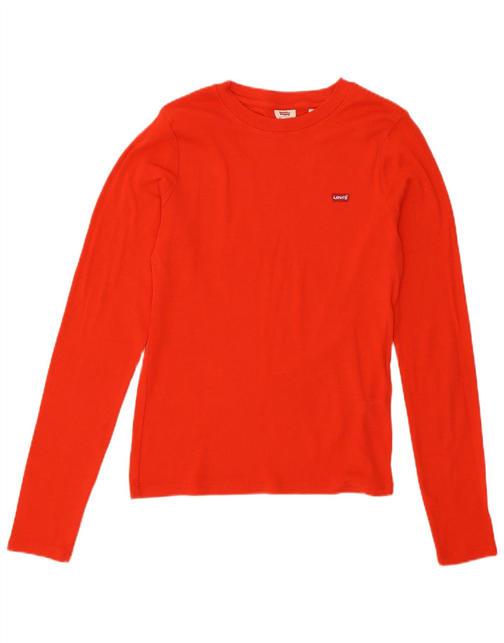 Levi's Donna Top Manica Lunga UK 12 Medio Rosso