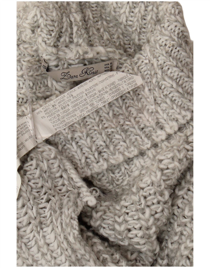 Maglione maglione oversize con collo alto da donna Zara UK 14 Grigio medio chiazzato