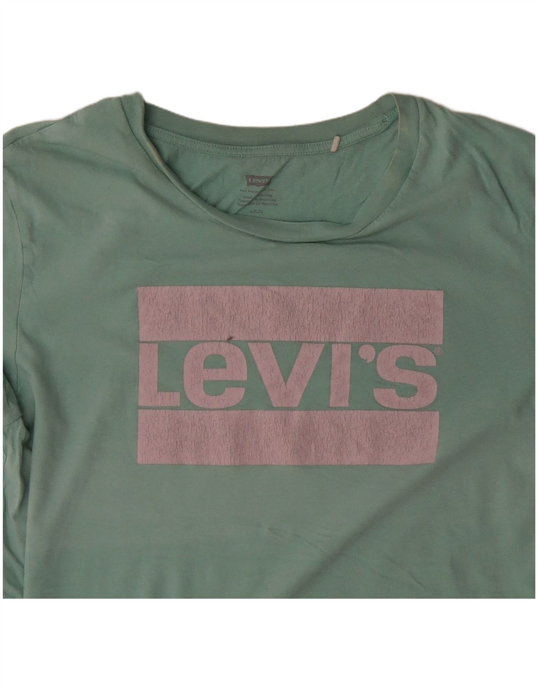 T-shirt grafica da donna LEVI'S Top UK 16 Large turchese cotone