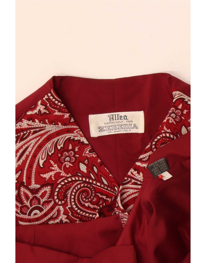 Gilet vintage da uomo piccolo in seta cachemire rossa