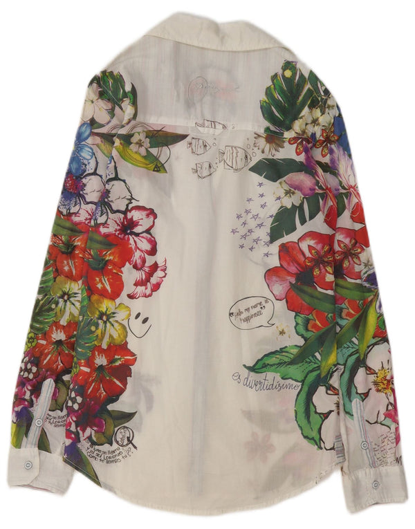 Camicia Desigual da donna UK 10 Small White Floral Cotton