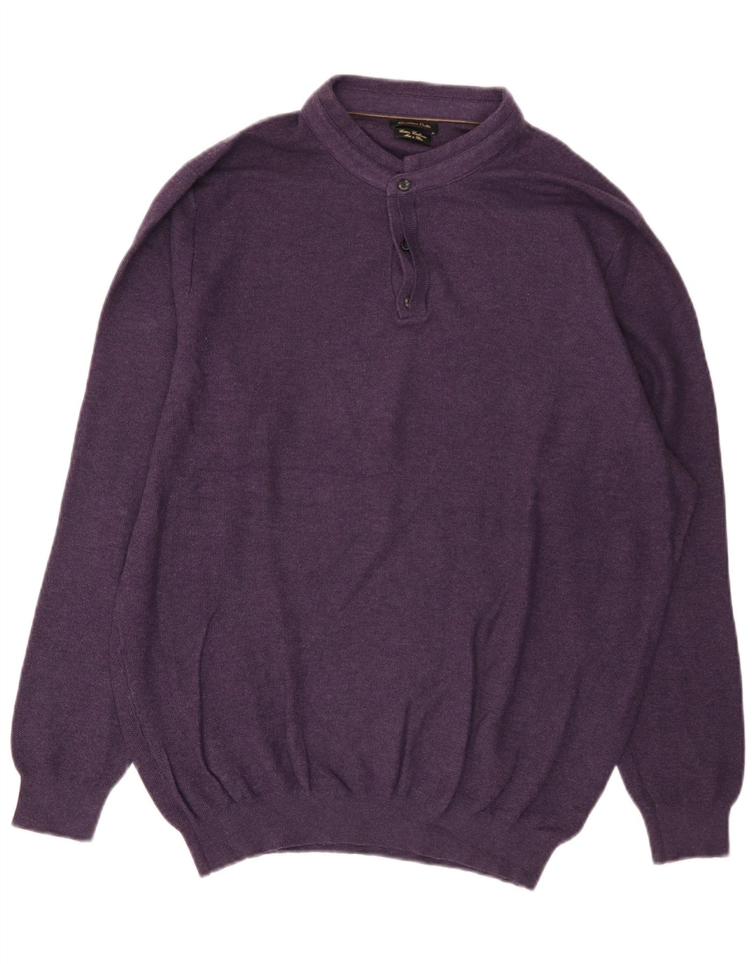 Maglione da uomo con collo a bottoni Massimo Dutti 2XL cotone viola