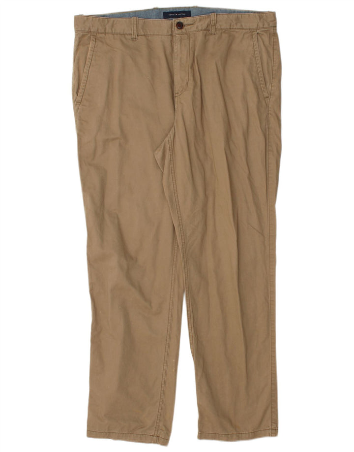 TOMMY HILFIGER Pantaloni chino dritti da uomo W36 L30 Cotone Beige