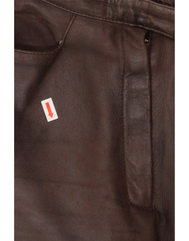 MADDOX Womens Straight Leather Trousers EU 40 Medium W30 L29 Brown Leather Vintage Maddox and Second-Hand Maddox from Messina Hembry 