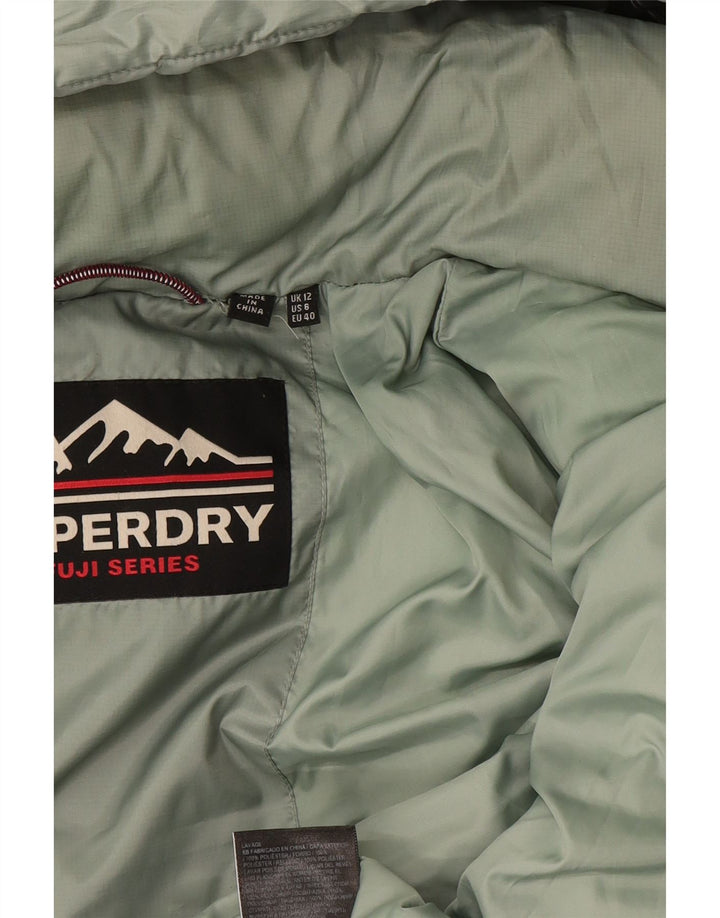 Giacca imbottita con cappuccio da donna Superdry UK 12 poliestere verde medio