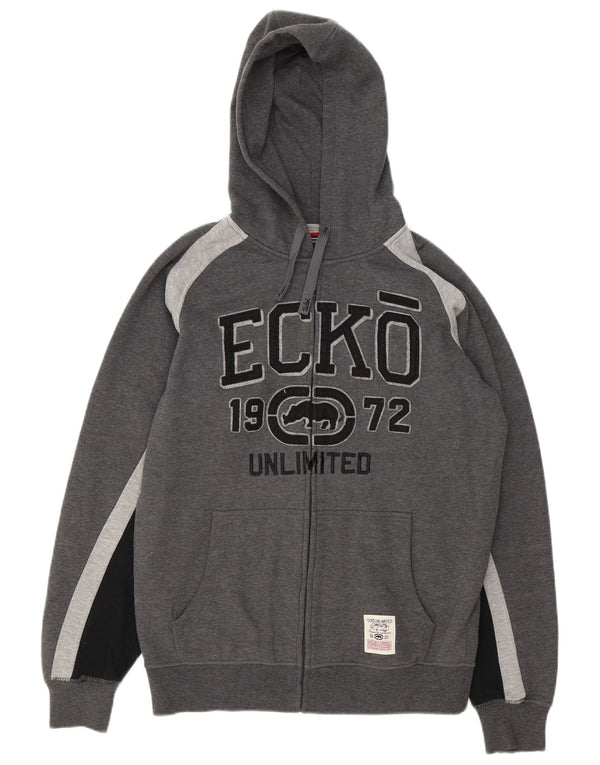 Maglione con cappuccio e zip grafica da uomo di Ecko Unltd Poliestere grigio medio