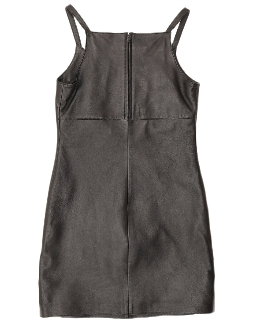 MADDOX Abito tubino in pelle senza maniche da donna UK 10 Piccolo in pelle nera