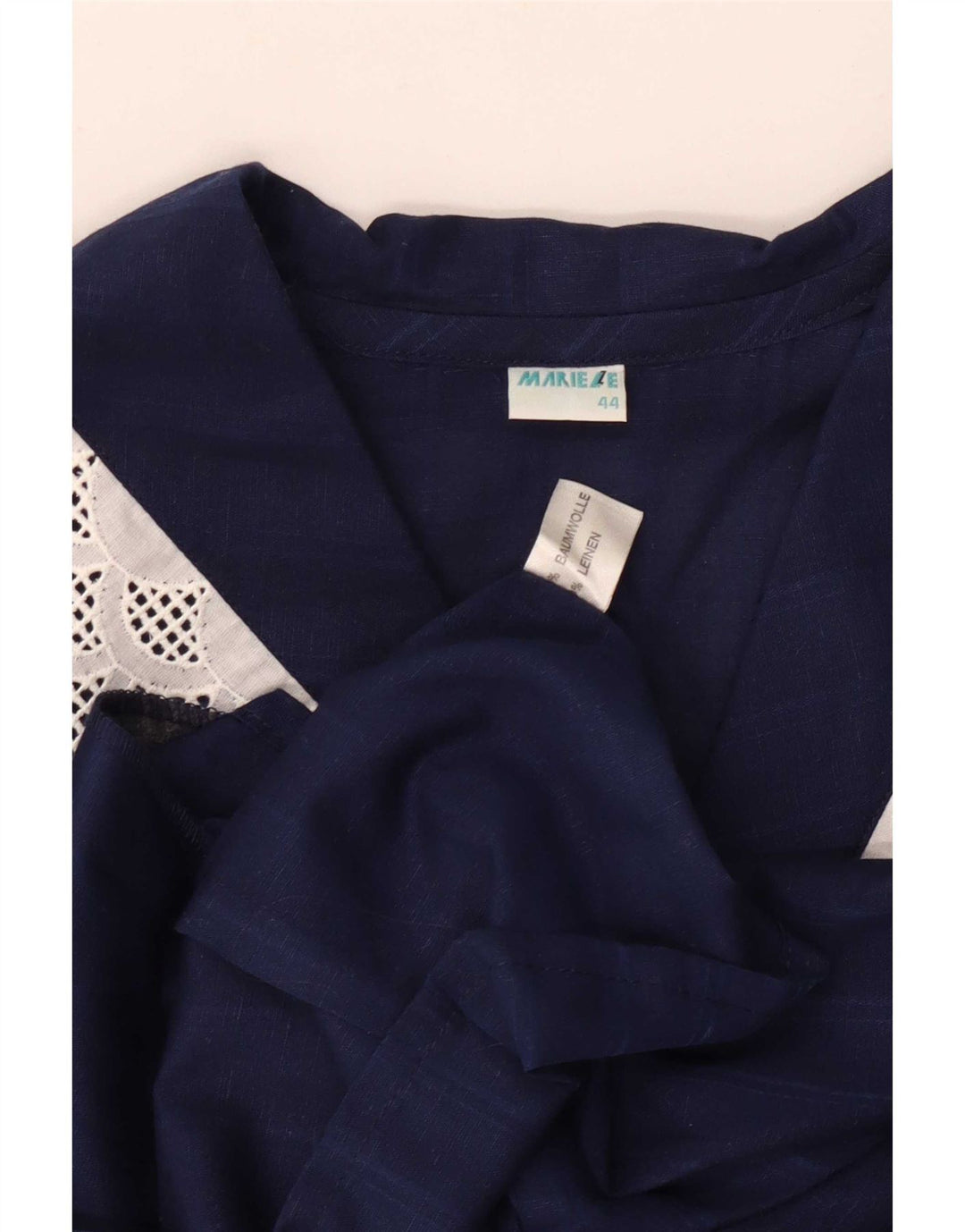 Camicetta camicia vintage da donna IT 44 medio blu navy a righe