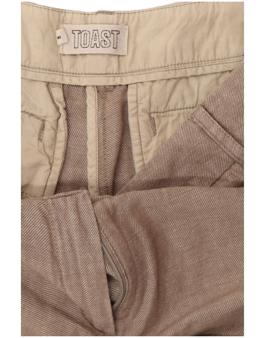 Pantaloni chino a gamba larga da donna TOAST UK 8 piccoli W28 L33 beige classici