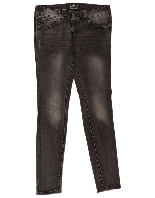 Jeans skinny da donna a vita bassa Superdry W30 L32 cotone grigio