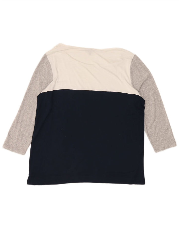 Jaeger Top da donna manica 3/4 UK 16 Large in viscosa color block multicolore