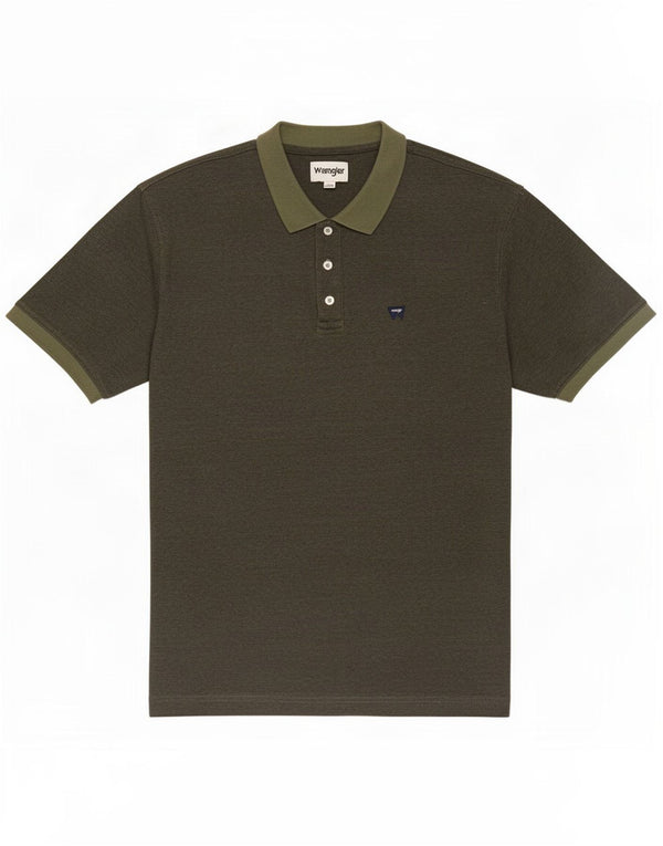 Polo da uomo Wrangler grande in cotone gessato kaki
