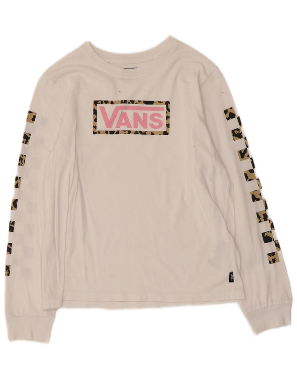 Top con grafica per ragazze Vans a maniche lunghe 13-14 anni Large in cotone bianco